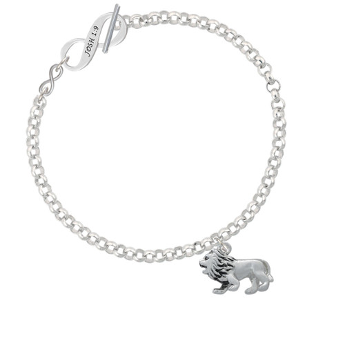 3-D Lion To Infinity Joshua 1:9 Toggle Bracelet