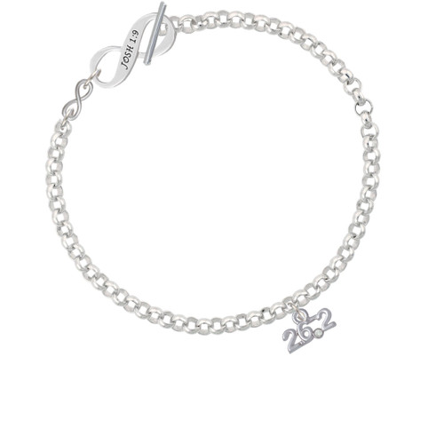 Marathon - 26.2 with Clear Crystal To Infinity Joshua 1:9 Toggle Bracelet
