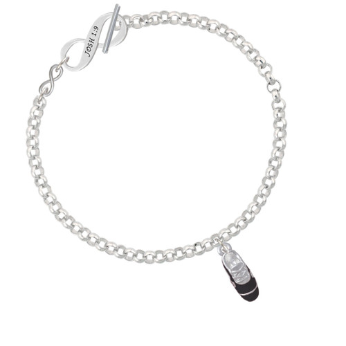 3-D Black Running Shoe To Infinity Joshua 1:9 Toggle Bracelet