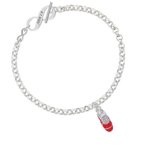 3-D Red Running Shoe To Infinity Joshua 1:9 Toggle Bracelet