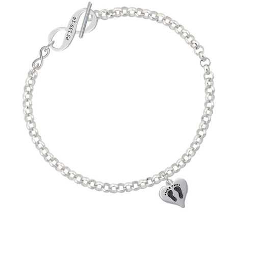 Small Heart with Baby Feet To Infinity Psalm 139:14 Toggle Bracelet