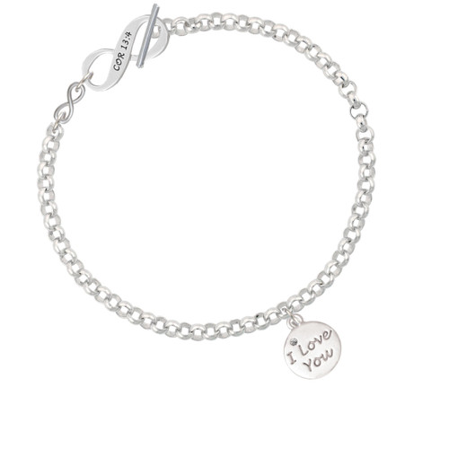 I Love You Disc To Infinity 1 Corinthians 13:4 Toggle Bracelet