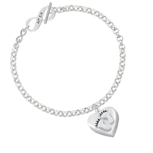 Baby Feet Heart Locket To Infinity Matthew 5:4 Toggle Bracelet
