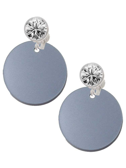 Acrylic 1" Disc Shimmer Black - Crystal Clip on Earrings: Color Choice - Red, Green, Blue, Purple, Pink, Clear, Black