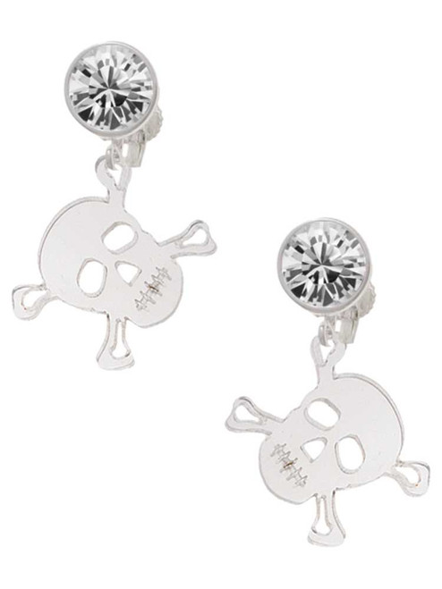 Acrylic Small Clear Skull - Crystal Clip on Earrings: Color Choice - Red, Green, Blue, Purple, Pink, Clear, Black