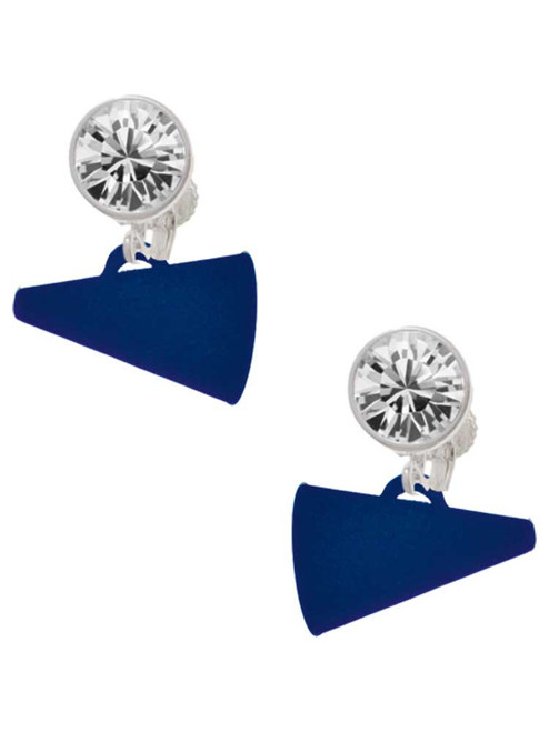 Acrylic Navy Megaphone - Crystal Clip on Earrings: Color Choice - Red, Green, Blue, Purple, Pink, Clear, Black