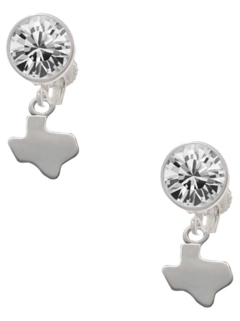 Silver Plated Mini Texas - Crystal Clip on Earrings: Color Choice - Red, Green, Blue, Purple, Pink, Clear, Black