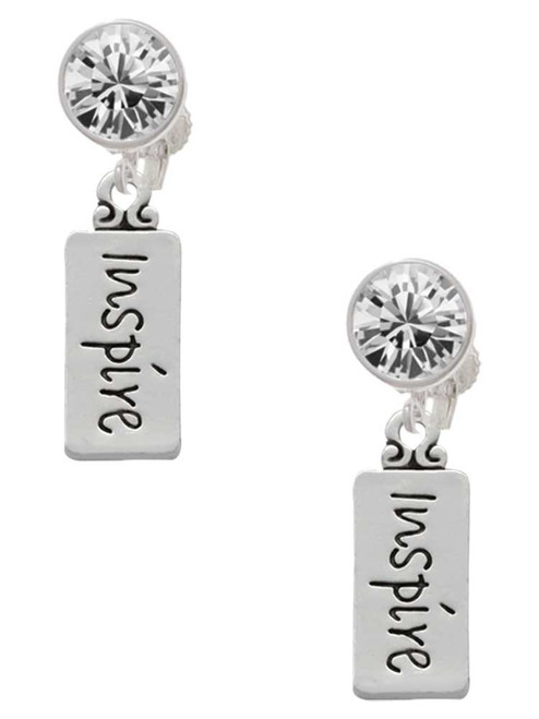 Silver Plated Inspire - Crystal Clip on Earrings: Color Choice - Red, Green, Blue, Purple, Pink, Clear, Black