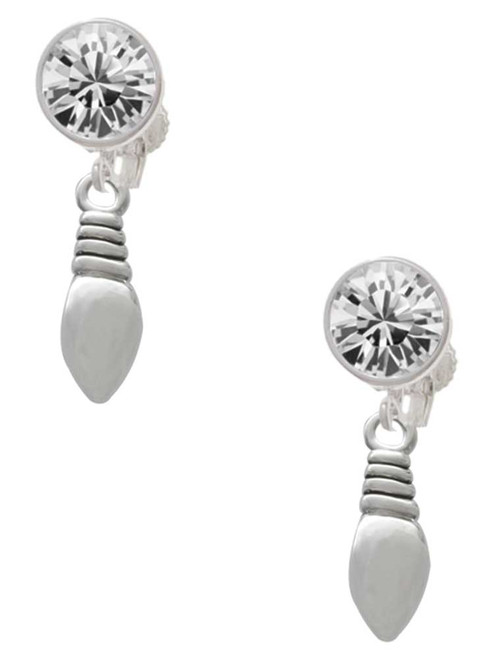 Silver Plated Mini Christmas Light - Crystal Clip on Earrings: Color Choice - Red, Green, Blue, Purple, Pink, Clear, Black