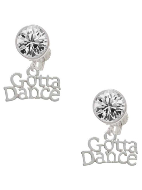 Silver Plated Gotta Dance - Crystal Clip on Earrings: Color Choice - Red, Green, Blue, Purple, Pink, Clear, Black