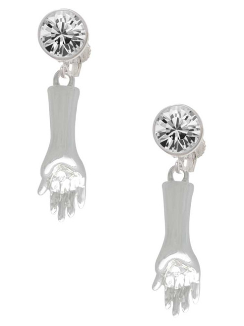 Buddha Hand (Reasoning & Teaching) - Crystal Clip on Earrings: Color Choice - Red, Green, Blue, Purple, Pink, Clear, Black