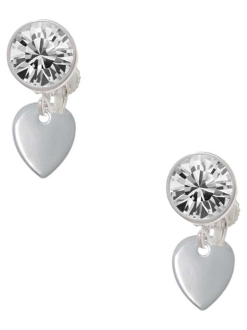 Silver Plated Mini Guitar Pick - Crystal Clip on Earrings: Color Choice - Red, Green, Blue, Purple, Pink, Clear, Black
