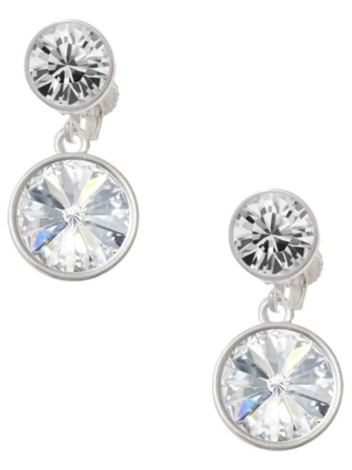 12mm Crystal Rivoli - Clear - Crystal Clip on Earrings: Color Choice - Red, Green, Blue, Purple, Pink, Clear, Black