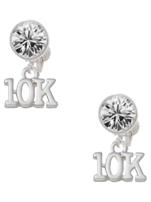 Silver Plated 10K - Crystal Clip on Earrings: Color Choice - Red, Green, Blue, Purple, Pink, Clear, Black