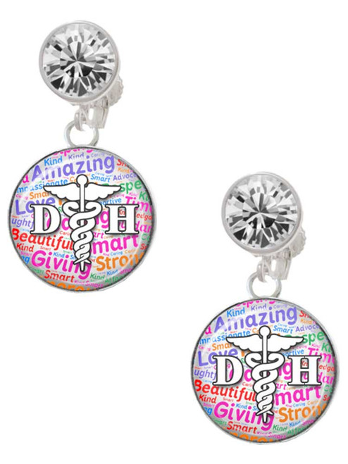 Silver Plated Domed Multi Color DH - Crystal Clip on Earrings: Color Choice - Red, Green, Blue, Purple, Pink, Clear, Black