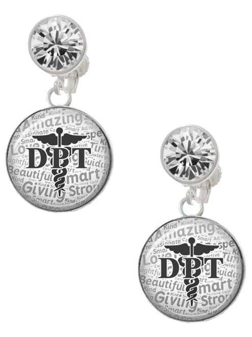 Silver Plated Domed Black DPT - Crystal Clip on Earrings: Color Choice - Red, Green, Blue, Purple, Pink, Clear, Black