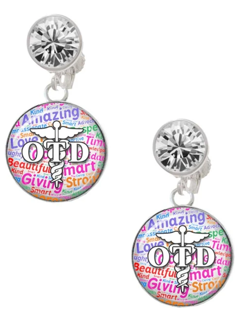 Silver Plated Domed Multi Color OTD - Crystal Clip on Earrings: Color Choice - Red, Green, Blue, Purple, Pink, Clear, Black