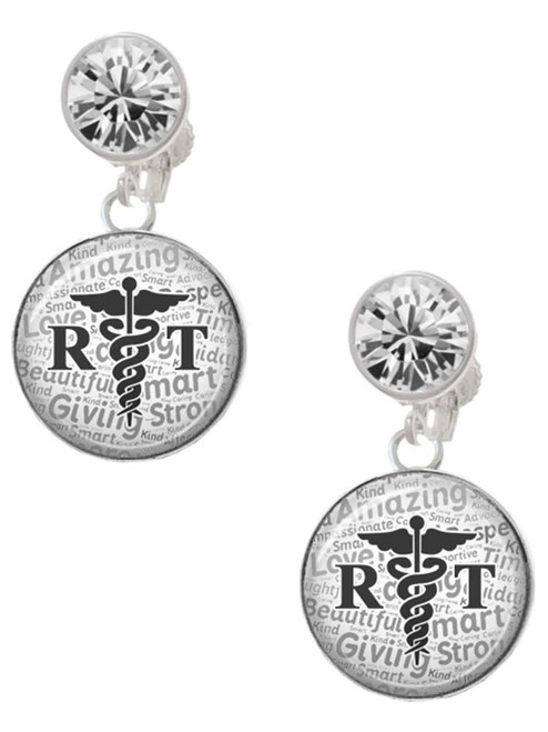 Silver Plated Domed Black RT - Crystal Clip on Earrings: Color Choice - Red, Green, Blue, Purple, Pink, Clear, Black