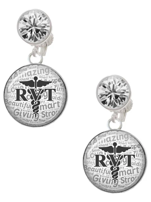 Silver Plated Domed Black RVT - Crystal Clip on Earrings: Color Choice - Red, Green, Blue, Purple, Pink, Clear, Black