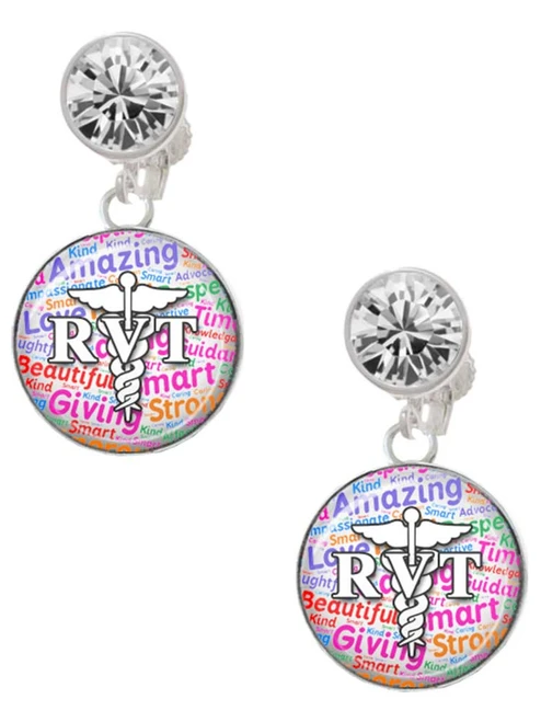 Silver Plated Domed Multi Color RVT - Crystal Clip on Earrings: Color Choice - Red, Green, Blue, Purple, Pink, Clear, Black