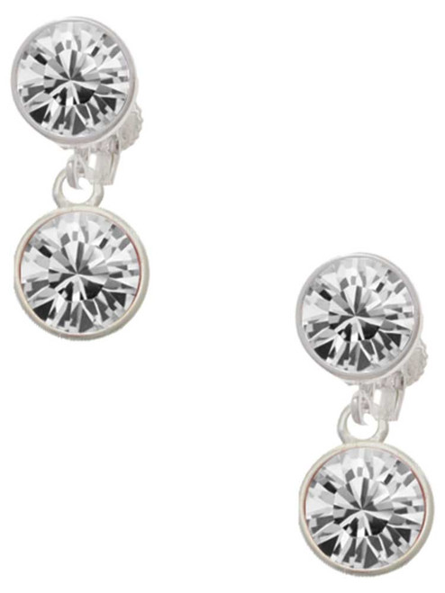 10mm Clear Crystal Drop - Crystal Clip on Earrings: Color Choice - Red, Green, Blue, Purple, Pink, Clear, Black