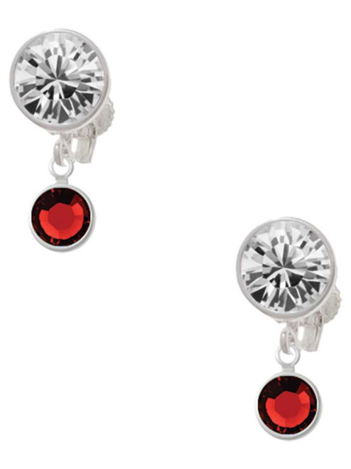 Crystal Red Channel Drop - Crystal Clip on Earrings: Color Choice - Red, Green, Blue, Purple, Pink, Clear, Black