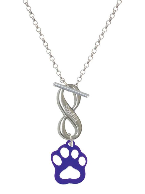 Acrylic Small Paw Purple - Custom Engraved Infinity Toggle Necklace: Personalized Jewelry Gift - Names, Initials, Dates, Bible Verses