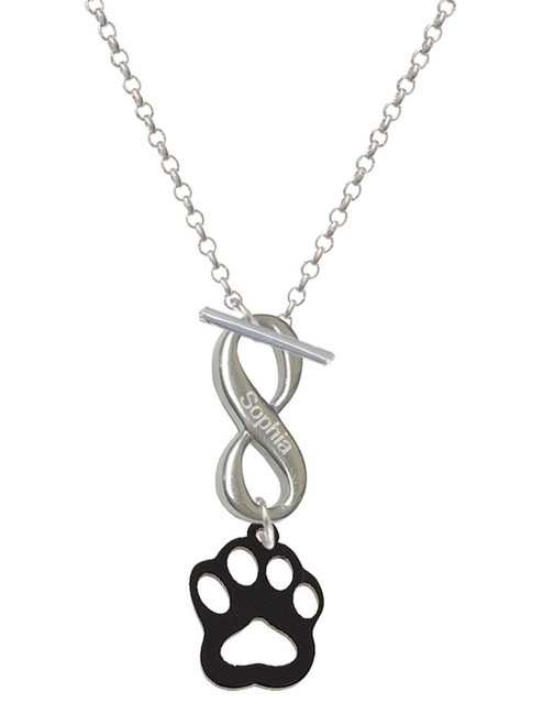 Acrylic Small Paw Black - Custom Engraved Infinity Toggle Necklace: Personalized Jewelry Gift - Names, Initials, Dates, Bible Verses