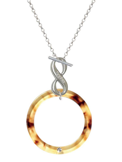 Acrylic 1 1/2" Ring with 4mm Crystal Mixed Brown and Yellow - Custom Engraved Infinity Toggle Necklace: Personalized Jewelry Gift - Names, Initials, Dates, Bible Verses