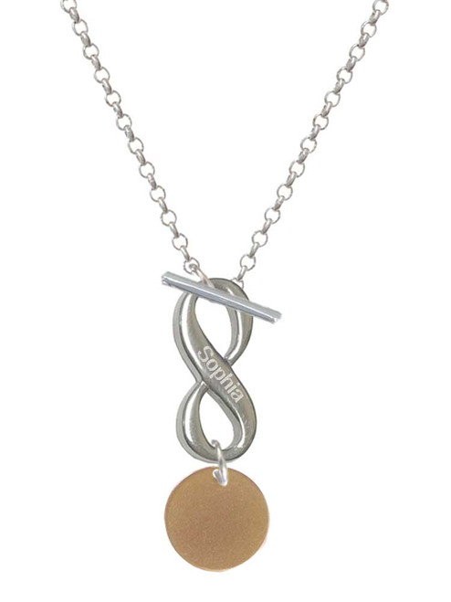 Acrylic 1/2" Disc Gold-tone - Custom Engraved Infinity Toggle Necklace: Personalized Jewelry Gift - Names, Initials, Dates, Bible Verses