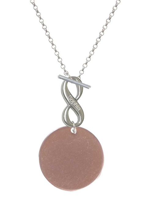 Acrylic 1 1/8" Disc Rose Gold-tone - Custom Engraved Infinity Toggle Necklace: Personalized Jewelry Gift - Names, Initials, Dates, Bible Verses