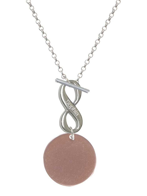 Acrylic 7/8" Disc Rose Gold-tone - Custom Engraved Infinity Toggle Necklace: Personalized Jewelry Gift - Names, Initials, Dates, Bible Verses