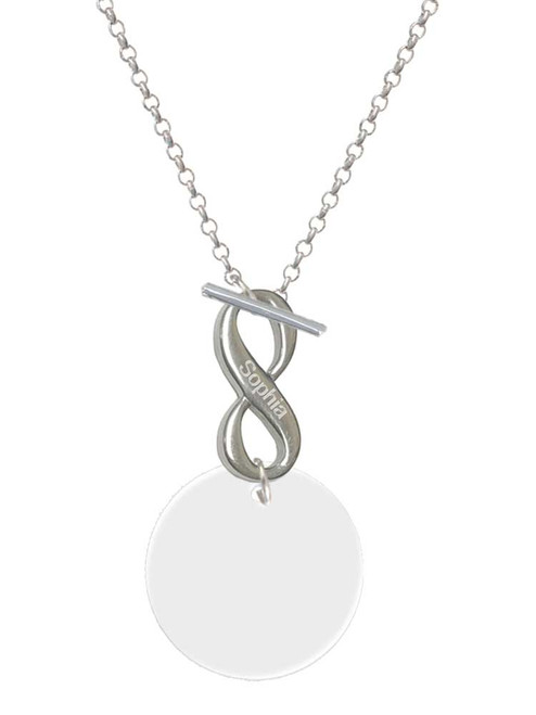 Acrylic 1" Disc Shimmer White - Custom Engraved Infinity Toggle Necklace: Personalized Jewelry Gift - Names, Initials, Dates, Bible Verses