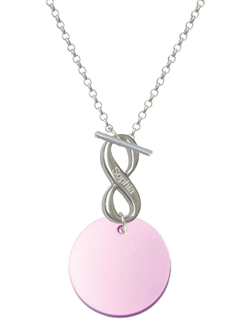 Acrylic 1" Disc Shimmer Light Purple - Custom Engraved Infinity Toggle Necklace: Personalized Jewelry Gift - Names, Initials, Dates, Bible Verses