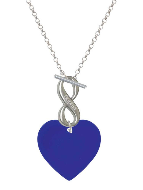 Acrylic 1" Royal Blue Heart - Custom Engraved Infinity Toggle Necklace: Personalized Jewelry Gift - Names, Initials, Dates, Bible Verses