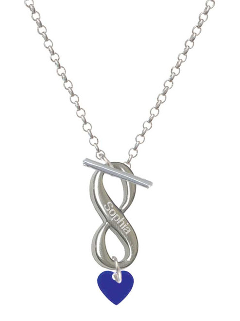 Acrylic 5/16" Royal Blue Heart - Custom Engraved Infinity Toggle Necklace: Personalized Jewelry Gift - Names, Initials, Dates, Bible Verses