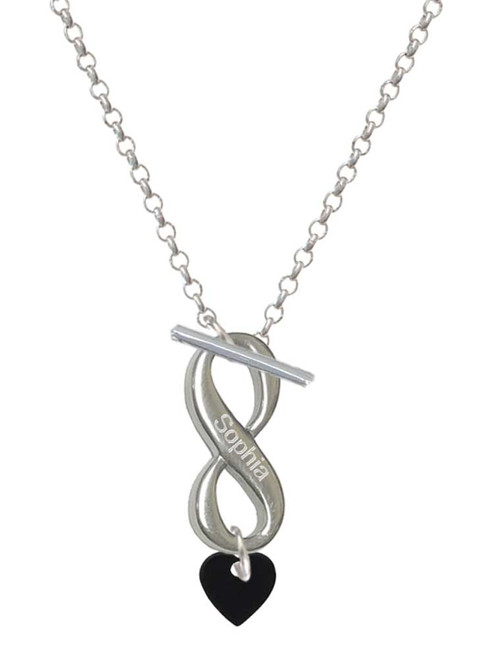 Acrylic 5/16" Black Heart - Custom Engraved Infinity Toggle Necklace: Personalized Jewelry Gift - Names, Initials, Dates, Bible Verses