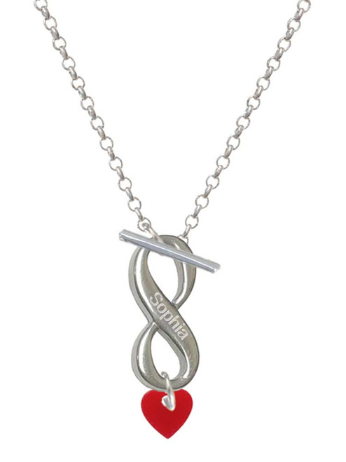 Acrylic 5/16" Maroon Heart - Custom Engraved Infinity Toggle Necklace: Personalized Jewelry Gift - Names, Initials, Dates, Bible Verses