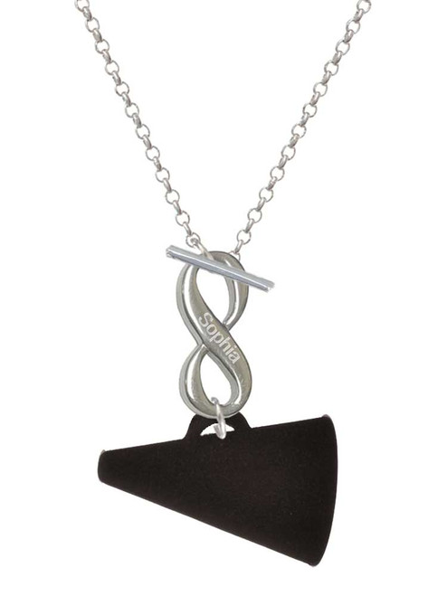 Acrylic Large Black Megaphone - Custom Engraved Infinity Toggle Necklace: Personalized Jewelry Gift - Names, Initials, Dates, Bible Verses