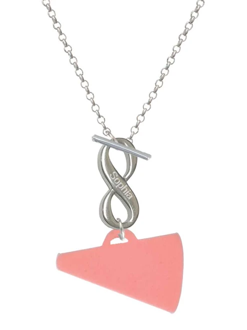 Acrylic Large Pink Megaphone - Custom Engraved Infinity Toggle Necklace: Personalized Jewelry Gift - Names, Initials, Dates, Bible Verses