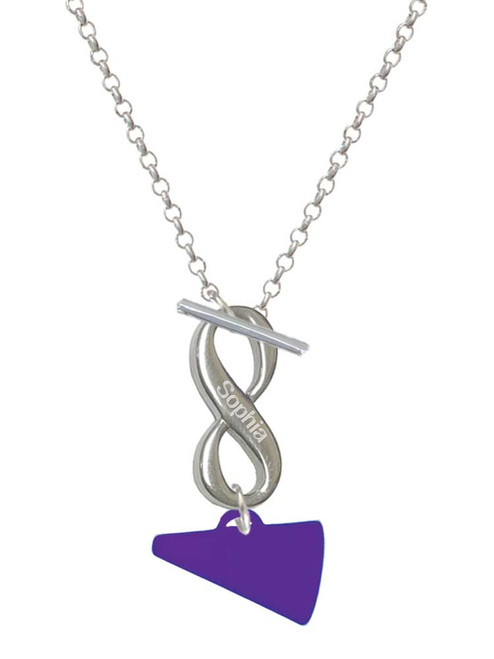 Acrylic Purple Megaphone - Custom Engraved Infinity Toggle Necklace: Personalized Jewelry Gift - Names, Initials, Dates, Bible Verses