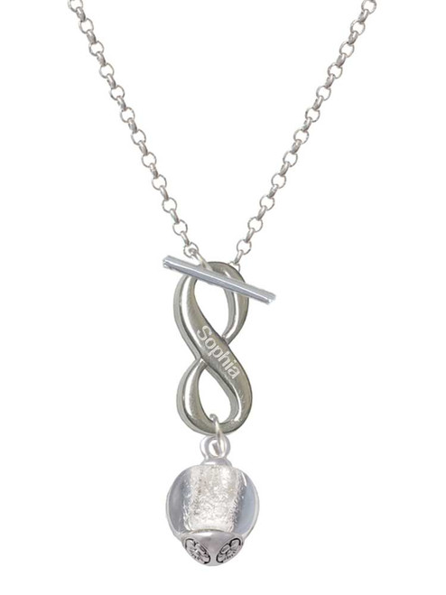 12mm Glass Clear Roller Spinner - Custom Engraved Infinity Toggle Necklace: Personalized Jewelry Gift - Names, Initials, Dates, Bible Verses