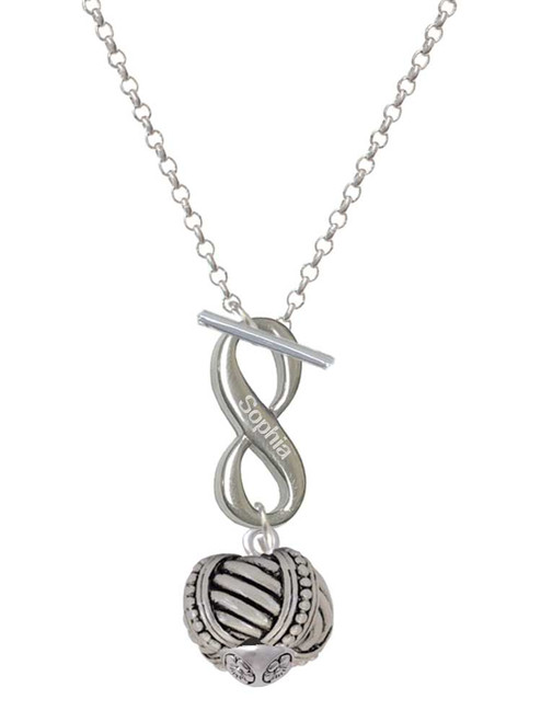 Silver Plated Large Rope with Cross Spinner - Custom Engraved Infinity Toggle Necklace: Personalized Jewelry Gift - Names, Initials, Dates, Bible Verses