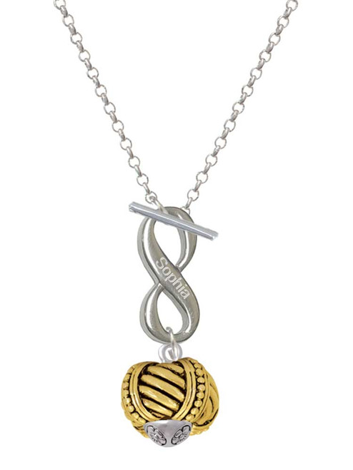 Gold-tone Large Rope with Cross Spinner - Custom Engraved Infinity Toggle Necklace: Personalized Jewelry Gift - Names, Initials, Dates, Bible Verses