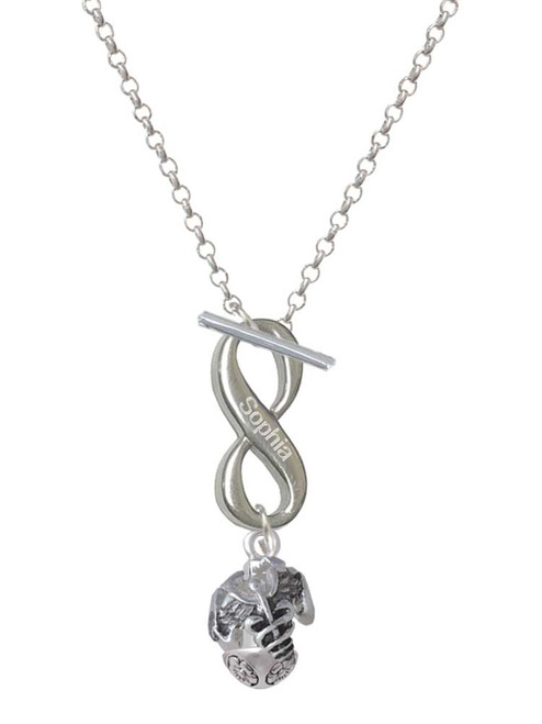 Silver Plated Nursing Medley - Nurse Hat, Chart, Caduceus Spinner - Custom Engraved Infinity Toggle Necklace: Personalized Jewelry Gift - Names, Initials, Dates, Bible Verses