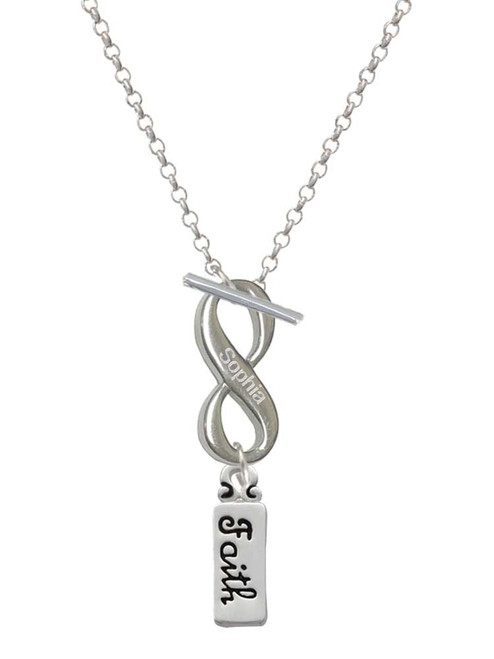 Silver Plated Faith - Custom Engraved Infinity Toggle Necklace: Personalized Jewelry Gift - Names, Initials, Dates, Bible Verses