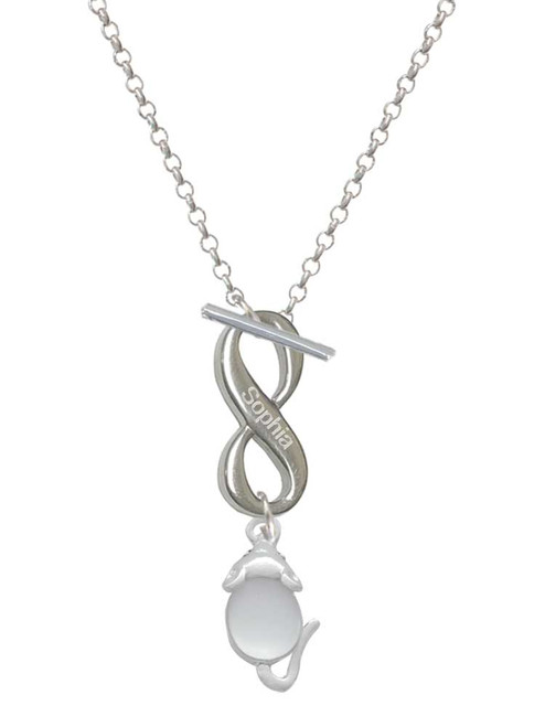 Silver Plated Mouse with Clear Resin Body - Custom Engraved Infinity Toggle Necklace: Personalized Jewelry Gift - Names, Initials, Dates, Bible Verses