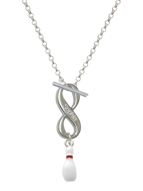 Silver Plated Bowling Pin - Custom Engraved Infinity Toggle Necklace: Personalized Jewelry Gift - Names, Initials, Dates, Bible Verses