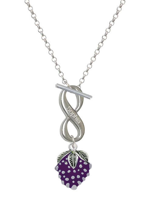 Silver Plated Purple Grapes - Custom Engraved Infinity Toggle Necklace: Personalized Jewelry Gift - Names, Initials, Dates, Bible Verses