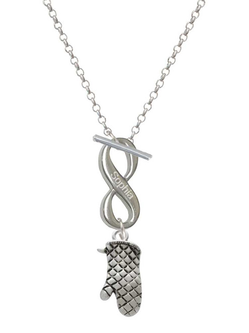 Silver Plated Oven Mitt - Custom Engraved Infinity Toggle Necklace: Personalized Jewelry Gift - Names, Initials, Dates, Bible Verses